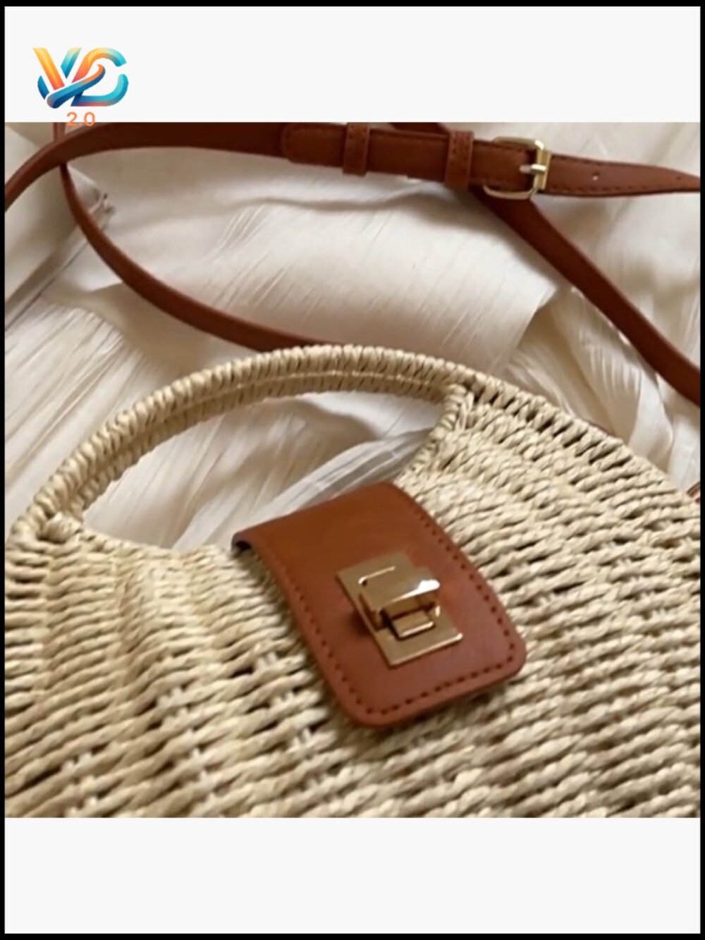Handmade Straw Woven Beach Bag Crossbody Shell Clutch Summer Vacation Travel - Picture 7 of 7